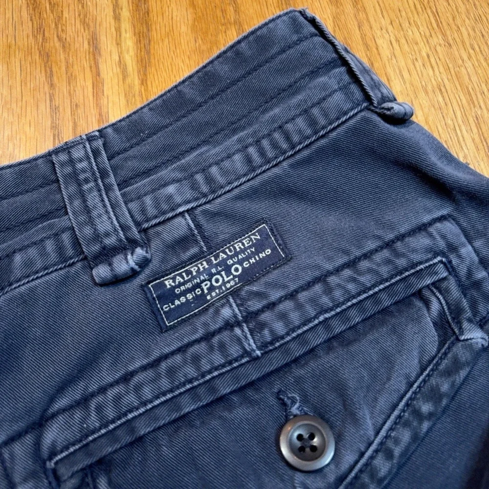 Polo Ralph Lauren Cargo Shorts Mens 38 Navy Blue Classic Chino Flat Front